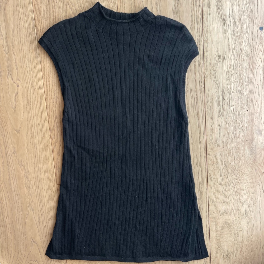 RIBBED MERINO MOCK-NECK TANK - Picture 3 of 4